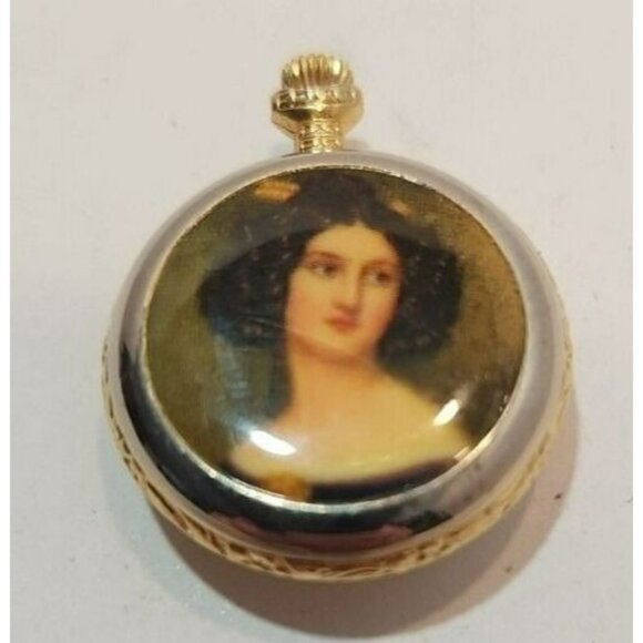 Vtg Caravelle Pocket Watch Manuel WInding 28mm Gold Plated Swiss Made Untested main image 4